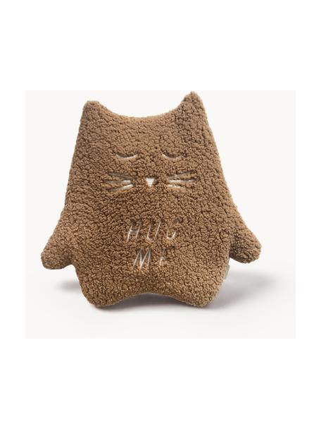 Coussin peluche artisanal Kitten, Polyester, Brun, larg. 31 x long. 33 cm (taille M)