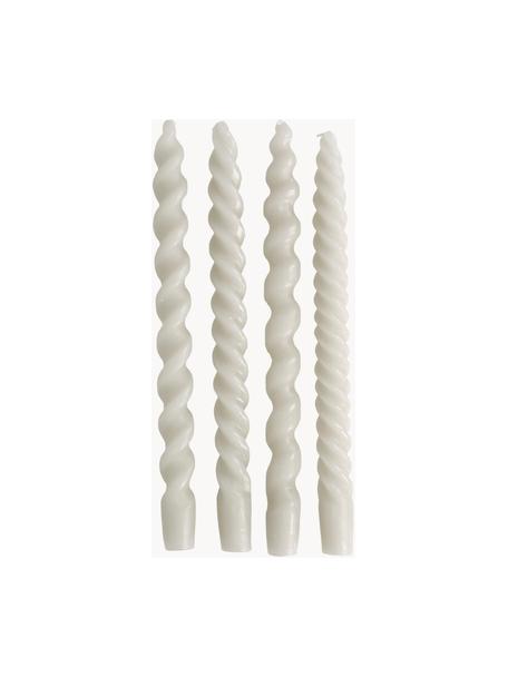 Steekkaarsen Spiral, 4 stuks, Was, Lichtgrijs, H 31 cm
