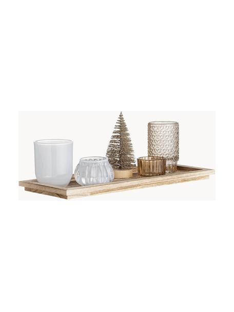 Waxinelichthoudersset Otine, 6-delig, Glas, Goudkleurig, beige, wit, Set met verschillende formaten