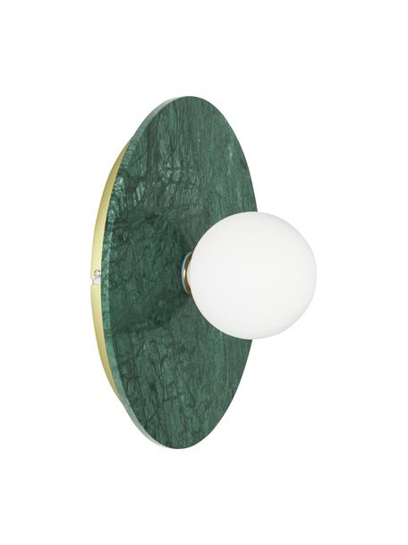 Wand- en plafondlamp Cehlani van groen marmer, Lampenkap: opaalglas, Groen, gemarmerd, Ø 28 x H 16 cm