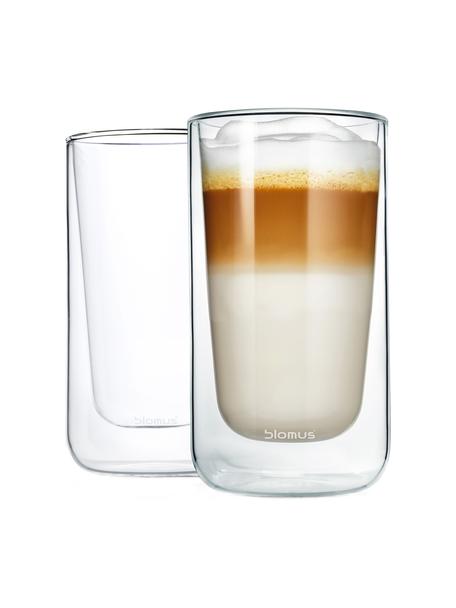 Dubbelwandige koffieglazen Nero, 2 stuks, Glas, Transparant, Ø 8 x H 14 cm