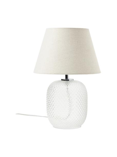 Petite lampe à poser avec pied en verre transparent Cornelia, Beige, blanc, Ø 28 x haut. 38 cm
