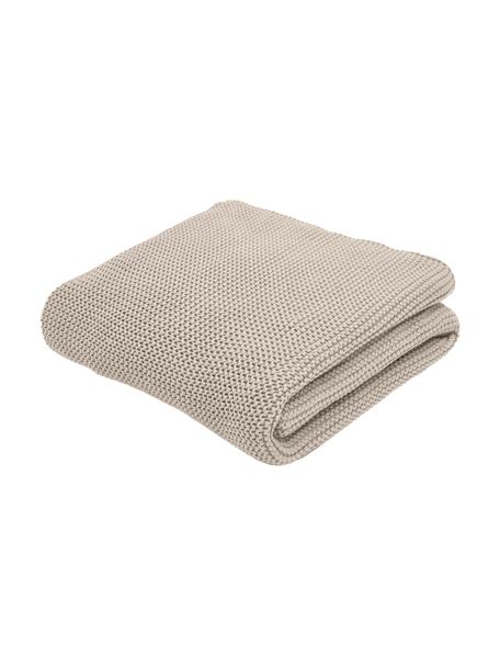 Plaid en tricot Adalyn, 100 % coton bio, certifié GOTS, Beige, larg. 150 x long. 200 cm