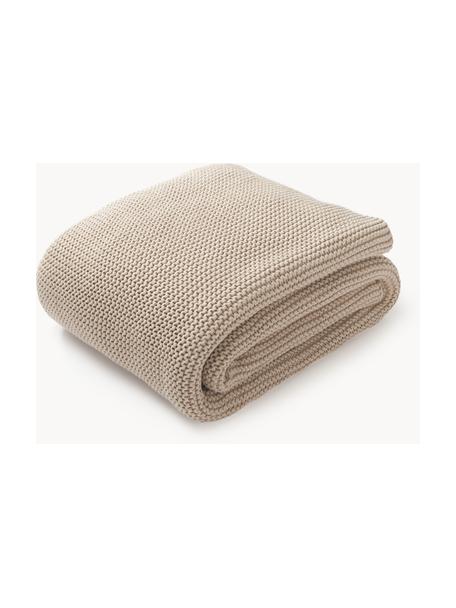 Coperta a maglia in cotone organico Adalyn, 100% cotone organico certificato GOTS, Beige chiaro, Larg. 150 x Lung. 200 cm