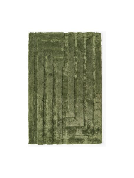 Puszysty dywan z długim włosiem z wypukłą strukturą Genève, Ciemny zielony, S 200 x D 300 cm (Rozmiar L)