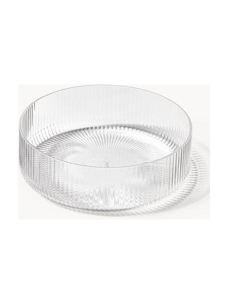 Cuencos soplados con relieves Ripple, 4 uds., Vidrio soplado artesanalmente, Transparente brillante, Ø 12 cm