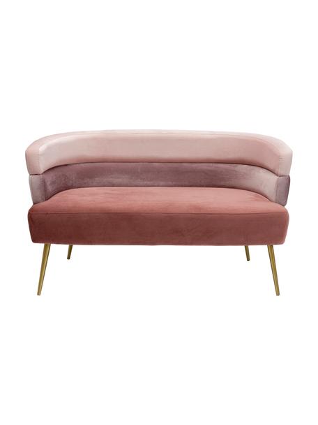 Sofa z aksamitu Sandwich (2-osobowa), Tapicerka: aksamit poliestrowy, Nogi: metal malowany proszkowo, Aksamitny blady różowy, S 125 x G 64 cm