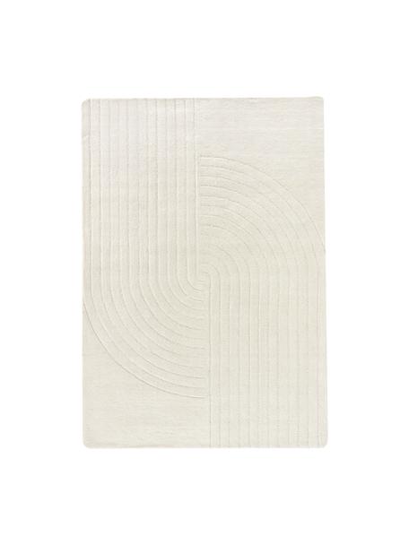 Tappeto taftato a mano in lana color bianco crema Mason, Retro: 100% cotone Nel caso dei , Bianco crema, Larg. 80 x Lung. 150 cm (taglia XS)