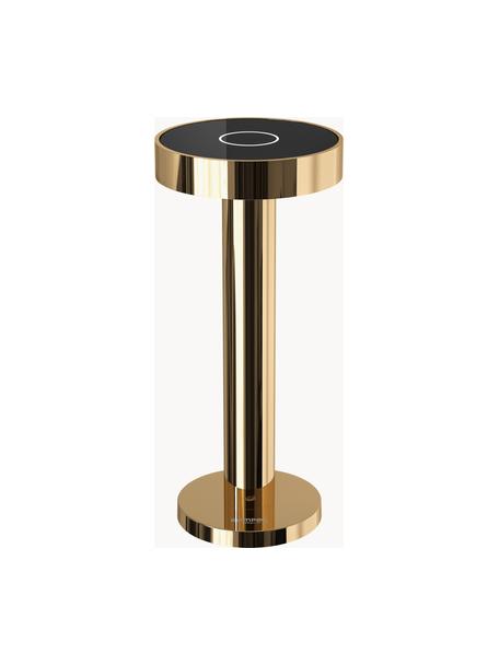 Kleine mobiele LED outdoor tafellamp Boro, dimbaar, Lamp: gecoat aluminium, Goudkleurig, Ø 9 x H 20 cm