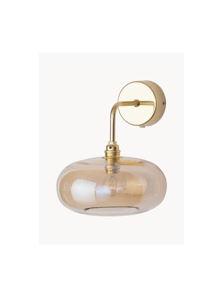 Aplique LED Horizon, Pantalla: vidrio tintado, Estructura: metal recubierto, Beige, dorado, An 21 x L 24 cm