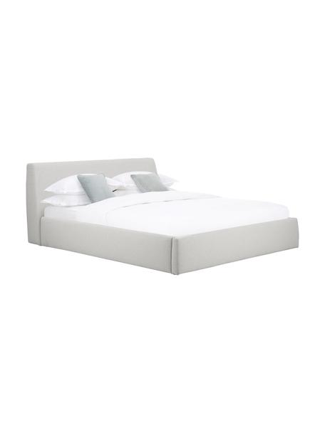 Letto imbottito con contenitore Cloud, Rivestimento: tessuto finemente struttu, Tessuto grigio chiaro, Larg. 140 x Lung. 200 cm