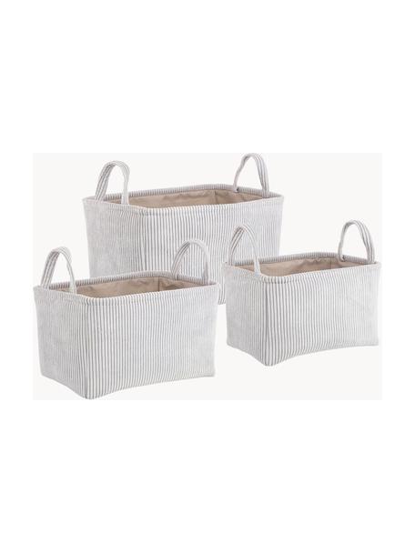 Samt-Aufbewahrungskörbe Shirley, 3er-Set, Samt (100 % Polyester), Hellbeige, Set mit verschiedenen Größen