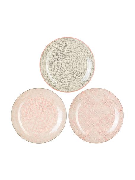 Sada snídaňových talířů s jemným vzorem Cécile, 3 díly, Kamenina, Více barev, Ø 25 cm