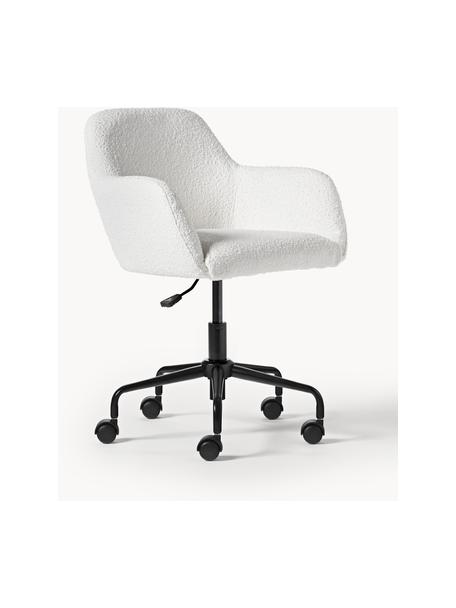 Chaise de bureau en bouclette Lucie, Bouclette blanc, noir, larg. 57 x prof. 57 cm