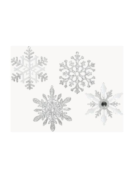 Décoration de sapin de Noël Snowflakes, 4 élém., Acrylique, Transparent, couleur argentée, Ø 14 cm
