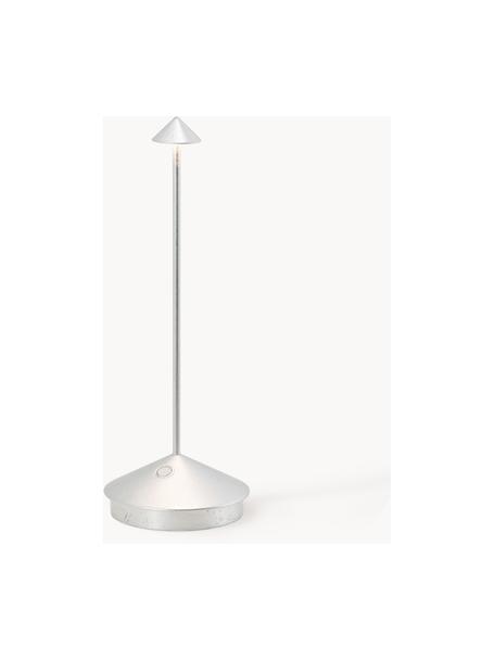 Kleine mobiele LED tafellamp Pina, dimbaar, Lamp: aluminium, gecoat, Zilverkleurig, Ø 11 x H 29 cm