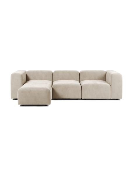 Modulares Sofa Lena (4-Sitzer) mit Hocker, Bezug: Webstoff (88% Polyester, , Gestell: Kiefernholz, Schichtholz,, Webstoff Beige, B 284 x T 181 cm