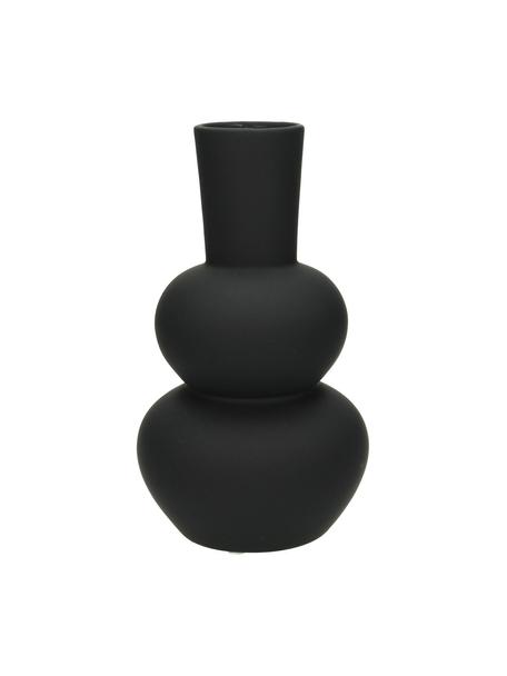 Design-Vase Eathan aus Steingut in Schwarz, Steingut, beschichtet, Schwarz, Ø 11 x H 20 cm