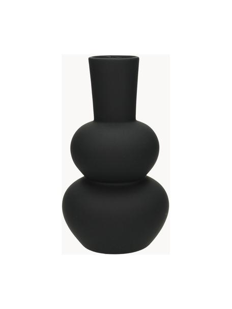 Design-Vase Eathan, H 20 cm, Steingut, beschichtet, Schwarz, Ø 11 x H 20 cm