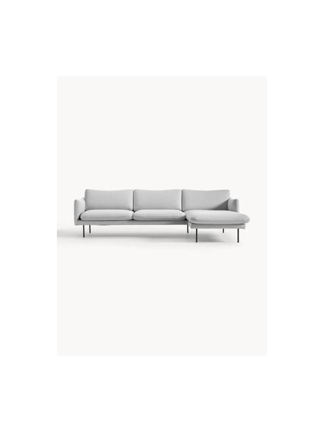 Ecksofa Moby, Bezug: Polyester Der hochwertige, Gestell: Massives Kiefernholz, Webstoff Hellgrau, B 280 x T 160 cm, Eckteil rechts