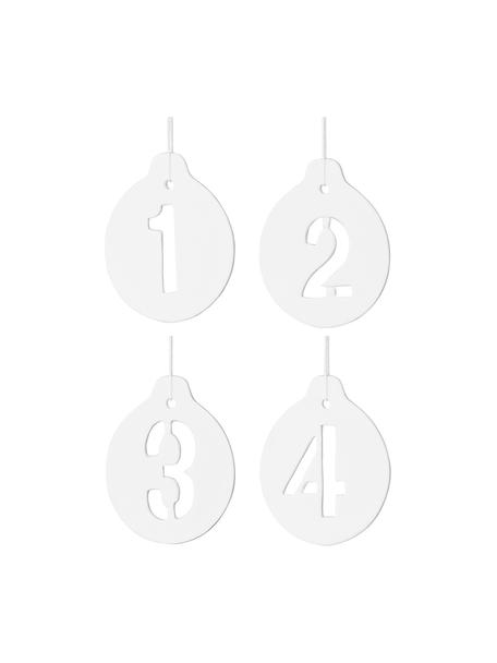 Geschenk-Anhänger Advent H 9 cm, 4 Stück, Keramik, Weiß, B 7 x H 9 cm