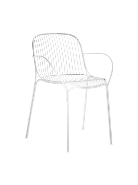 Sedia con braccioli da giardino Hiray, Acciaio zincato, verniciato, Bianco, Larg. 46 x Prof. 55 cm