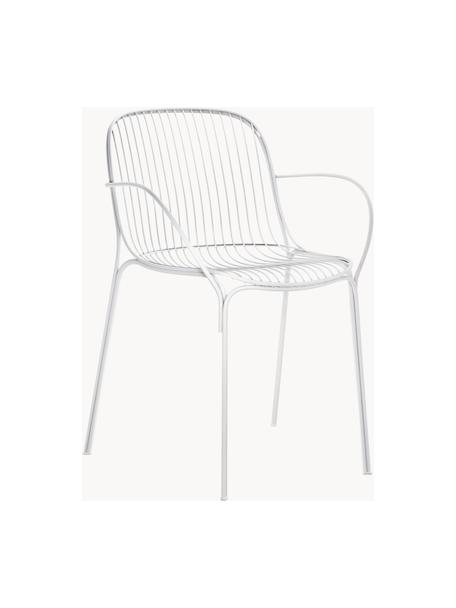 Garten-Armlehnstuhl Hiray, Verzinkter Stahl, lackiert, Weiß, B 46 x T 55 cm