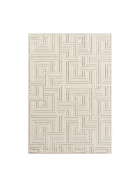 Rechthoekig kortpolig vloerkleed Manipu met hoog-laag effect in crèmewit/beige, 40% polyester, 60% polypropyleen, Crèmewit, beige, B 80 x L 150 cm (maat XS)