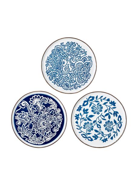 Ručne vyrobený raňajkový tanier Molly, 3 diely, Kamenina, Biela, tóny modrej, Ø 24 cm