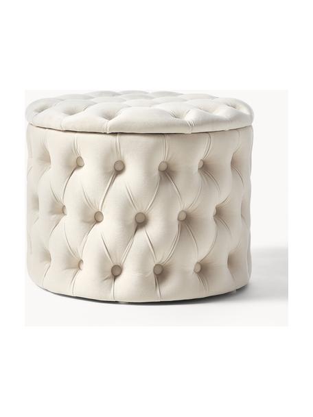 Pouf contenitore rotondo 29 cm velluto beige con base oro - Elenor