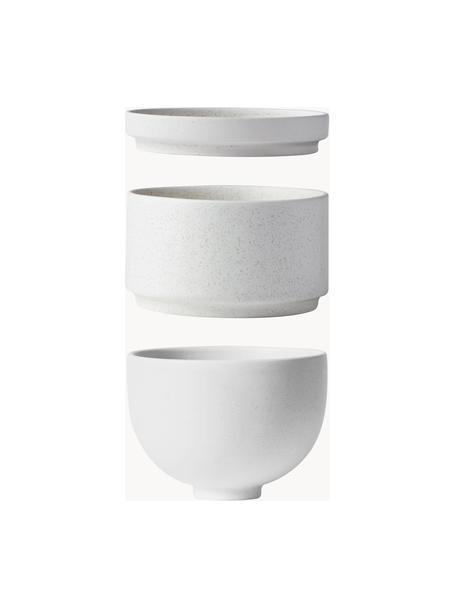 Set da colazione Setomono 3 pz, Gres, Bianco latte maculato, Set in varie misure