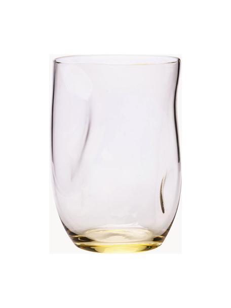 Handgemaakte waterglazen Squeeze in organische vorm, 6 stuks, Glas, Citroengeel, Ø 7 x H 10 cm, 250 ml