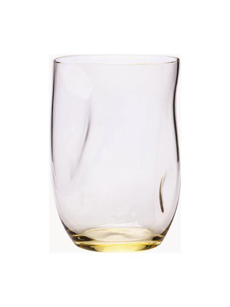 Set de vasos con forma orgánica Squeeze, 6 uds., Vidrio, Amarillo limón transparente, Ø 7 x Al 10 cm, 250 ml