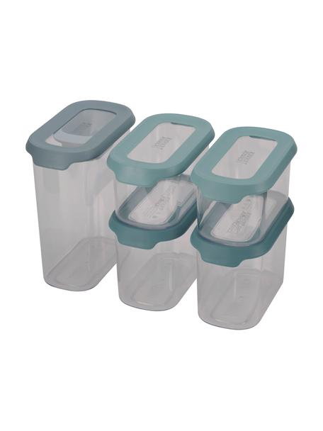 Set de recipientes Cupboard Store, 5 uds., Plástico, silicona, Transparente, verde, Set de diferentes tamaños