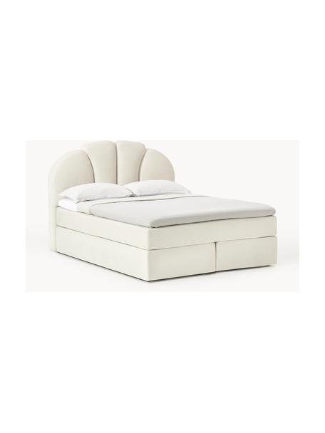 Boxspring bed Romia, Bekleding: 100% polyester Met 100.00, Matras: 7-zone pocketveren kern, Geweven stof gebroken wit, B 160 x L 200 cm, hardheidsgraad H3