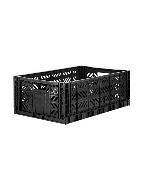Boîte de rangement pliante Black, empilable,grande taille, Plastique, Noir, larg. 60 x haut. 22 cm