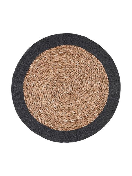 Okrúhle prestieranie z morskej trávy Sauvage, 2 ks, Morská tráva, juta, Béžová, čierna, Ø 38 cm