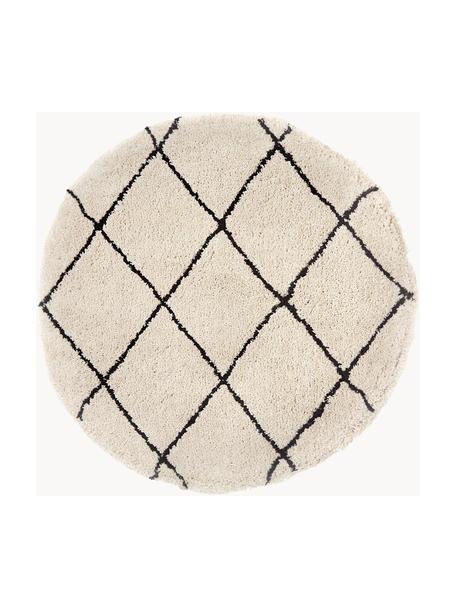 Tapis rond à poils longs tufté main Naima, Beige, noir, Ø 140 cm (taille M)