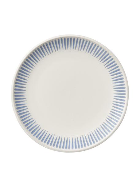 Dinerborden Zabelle met streepversiering, 4 stuks, Keramiek, Crèmewit, blauw, Ø 27 x H 3 cm