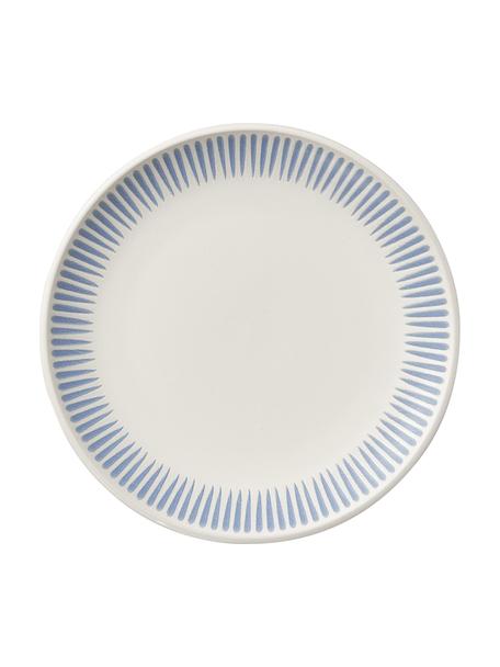 Platos llanos Zabelle, 4 uds., Gres, Blanco crema, azul, Ø 27 x Al 3 cm