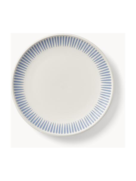 Speiseteller Zabelle mit Streifendekor, 4 Stück, Steingut, Off White, Blau, Ø 27 x H 3 cm
