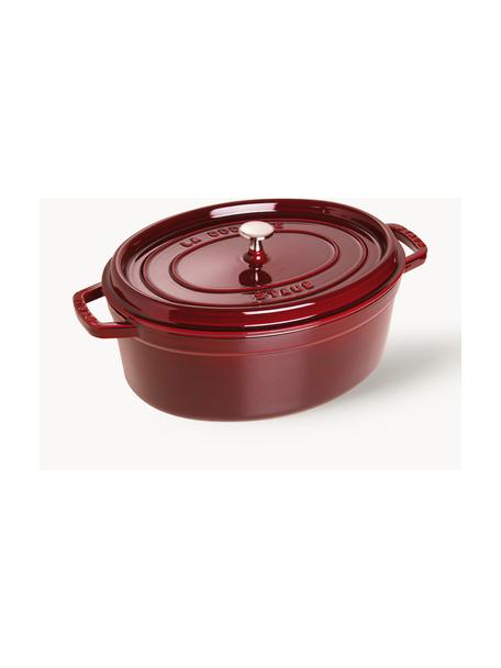 Casseruola ovale in ghisa La Cocotte, Ghisa smaltata, Rosso vino, argentato, Larg. 38 x Alt. 17 cm, 5,5 l