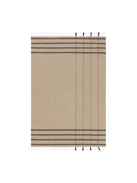 Ręcznie tkany dywan z wełny Kambiz, 70% wełna, 30% bawełna

Włókna dywanów wełnianych mogą nieznacznie rozluźniać się w pierwszych tygodniach użytkowania, co ustępuje po pewnym czasie, Beżowy, czarny, S 200 x D 300 cm (Rozmiar L)
