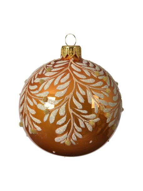 Kerstballen Durra Ø 8 cm, 2 stuks, Oranje, goudkleurig, Ø 8 cm