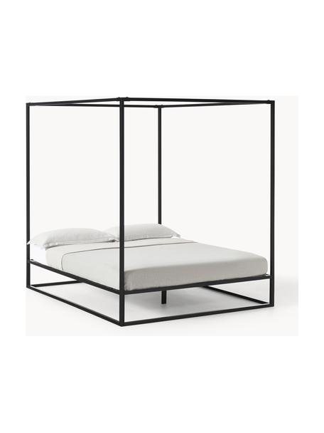 Cama de metal con dosel Belle, Metal con pintura en polvo, Negro, An 180 x L 200 cm