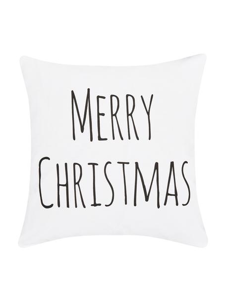 Povlak na polštář s nápisem Merry Christmas, Bavlna, Bílá, Š 40 cm, D 40 cm