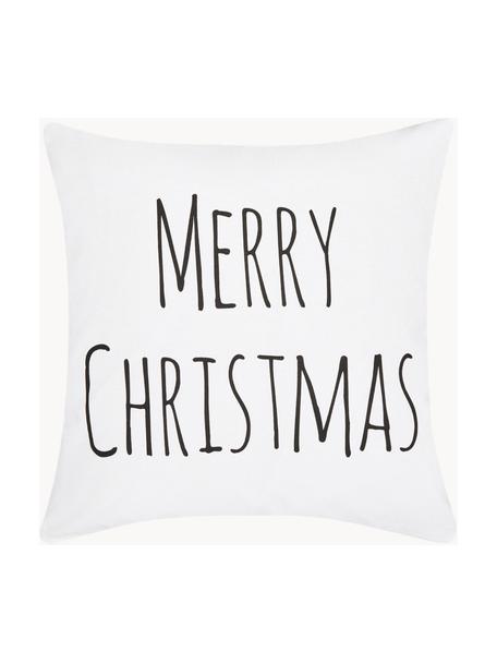 Funda de cojín navideña Merry Christmas, 100% algodón, Blanco, An 40 x L 40 cm