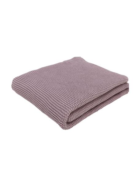 Plaid en tricot Adalyn, 100 % coton bio, certifié GOTS, Lilas, larg. 150 x long. 200 cm