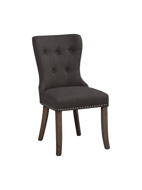 Krzesło tapicerowane Adele, 2 szt., Tapicerka: 85% poliester, 15% len, Nogi: drewno naturalne, Ciemny szary, S 51 x G 102 cm