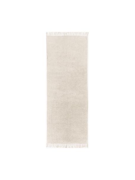 Baumwollläufer Daya mit Fransen, handgetuftet, Flor: 100 % Baumwolle, Cremeweiß, B 80 x L 200 cm